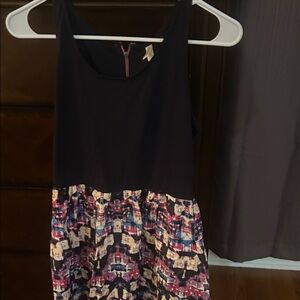 Navy and Multicolor Sleeveless Dress